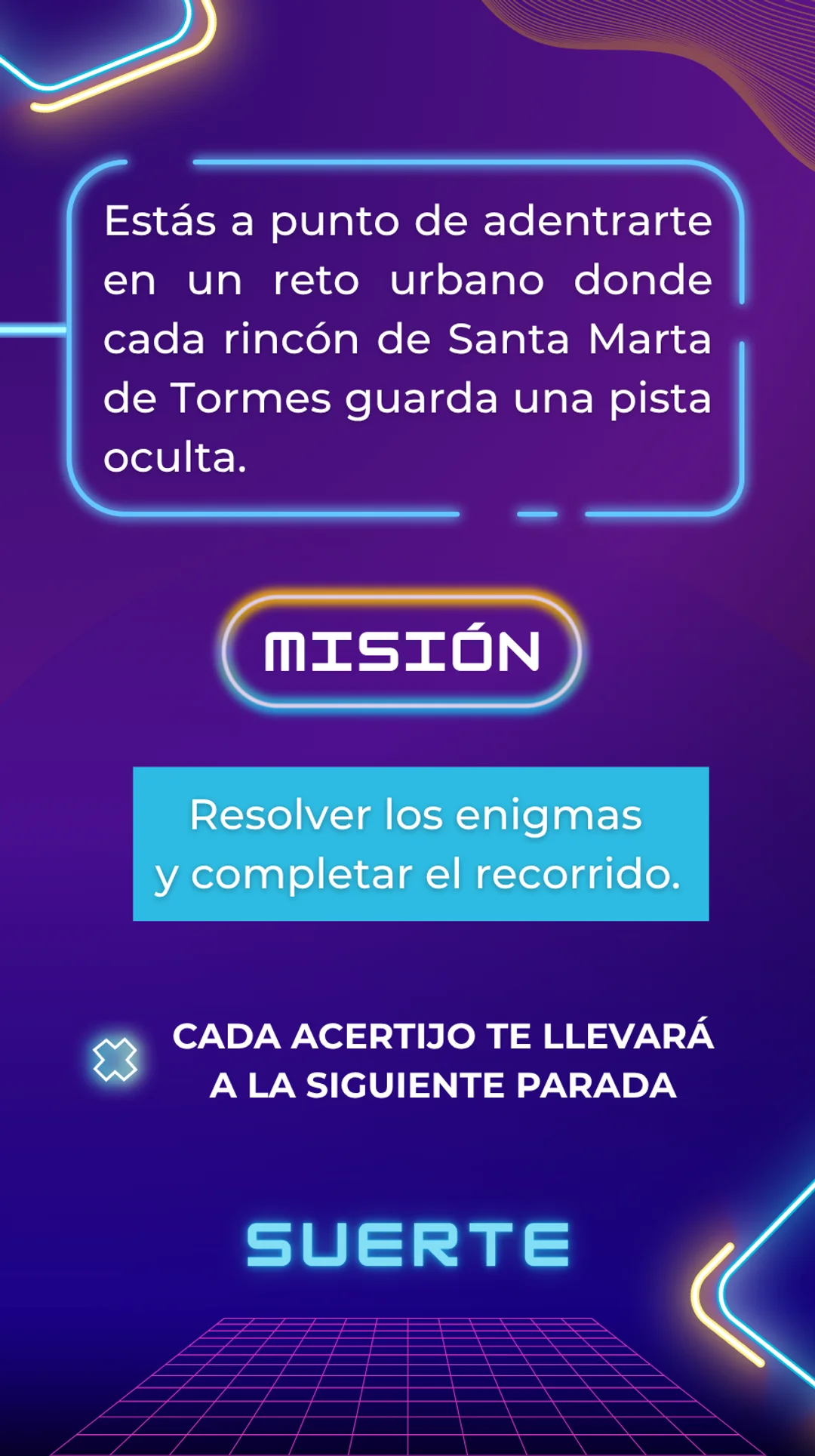 Estás a punto de adentrarte en un reto urbano donde cada rincón de Santa Marta de Tormes guarda una pista oculta. Tu misión es resolver los enigmas y completar el recorrido. Cada acertijo te llevará a la siguiente parada. ¡Suerte!